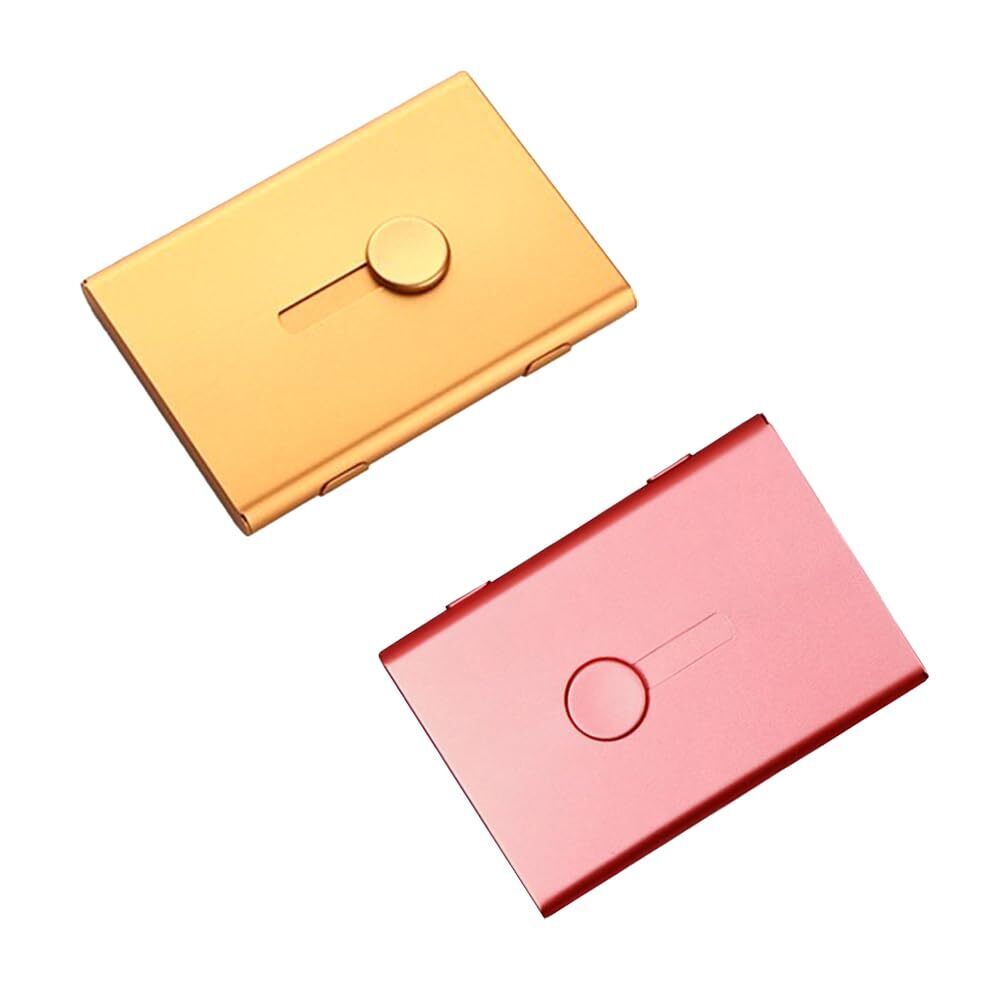 1248 2pcs Metal Business Card Holder Case Thumb Slide Push Open Fit 18 Name